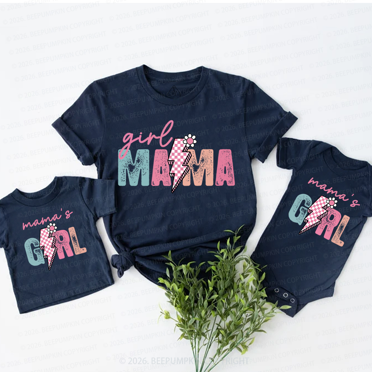 Girl Mama Mama's Girl Pink Lightning Mom&Me Matching T-Shirts