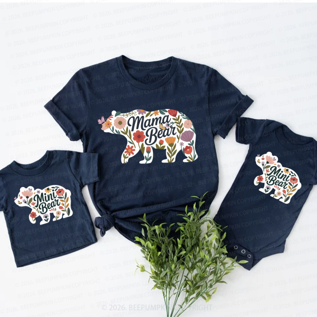 Mama Bear Mini Bear Floral Mom&Me Matching T-Shirts