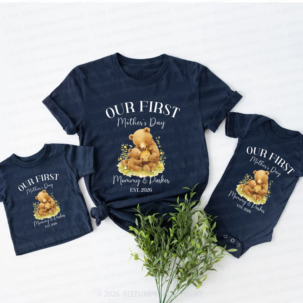 Personalized First Mother's Day Little Bear Mom&Me Matching T-Shirts