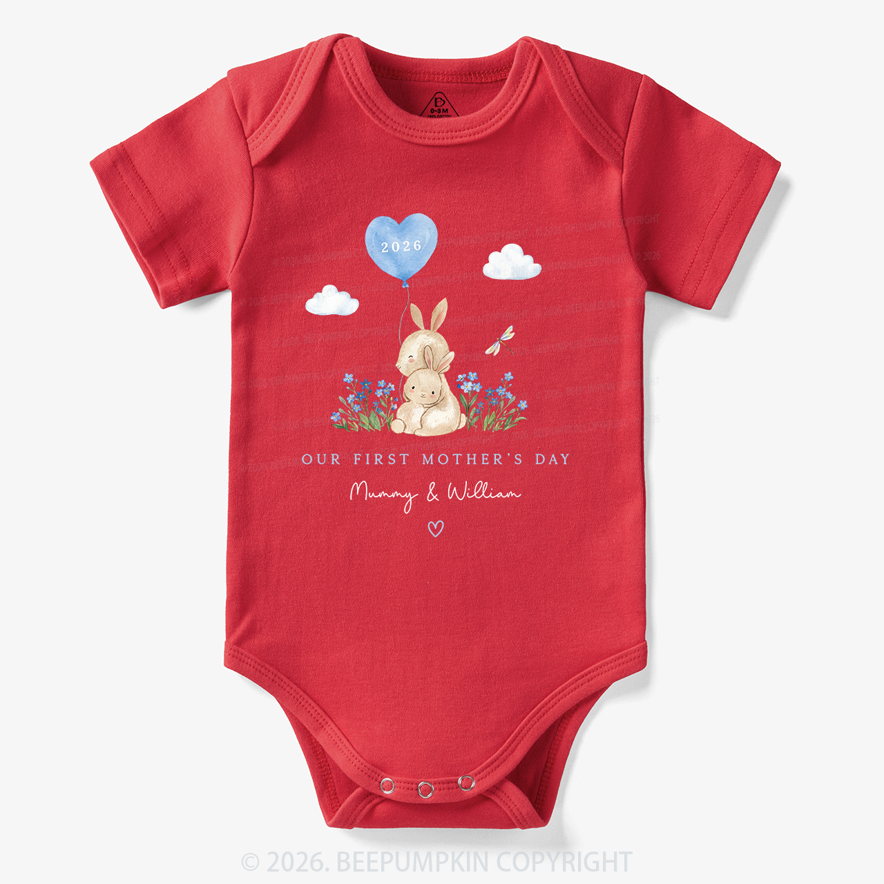 Personalized Our First Mother's Day Rabbit Together Bodysuit