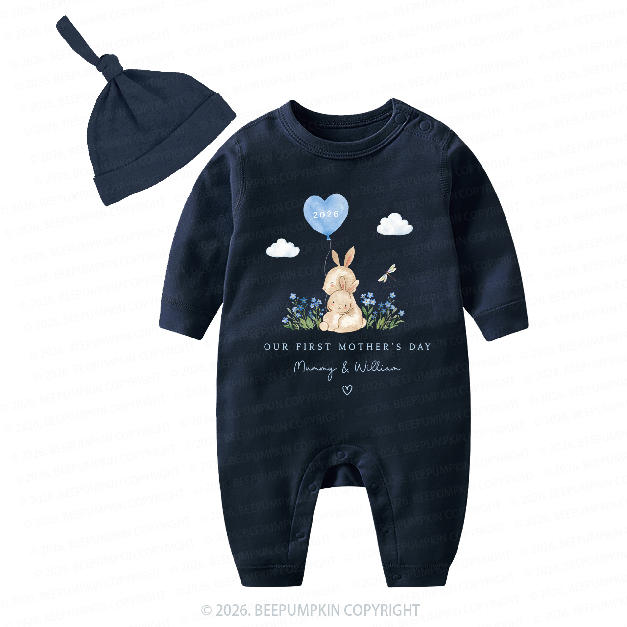 Personalized Our First Mother's Day Rabbit Together Baby Coming Home Outfit