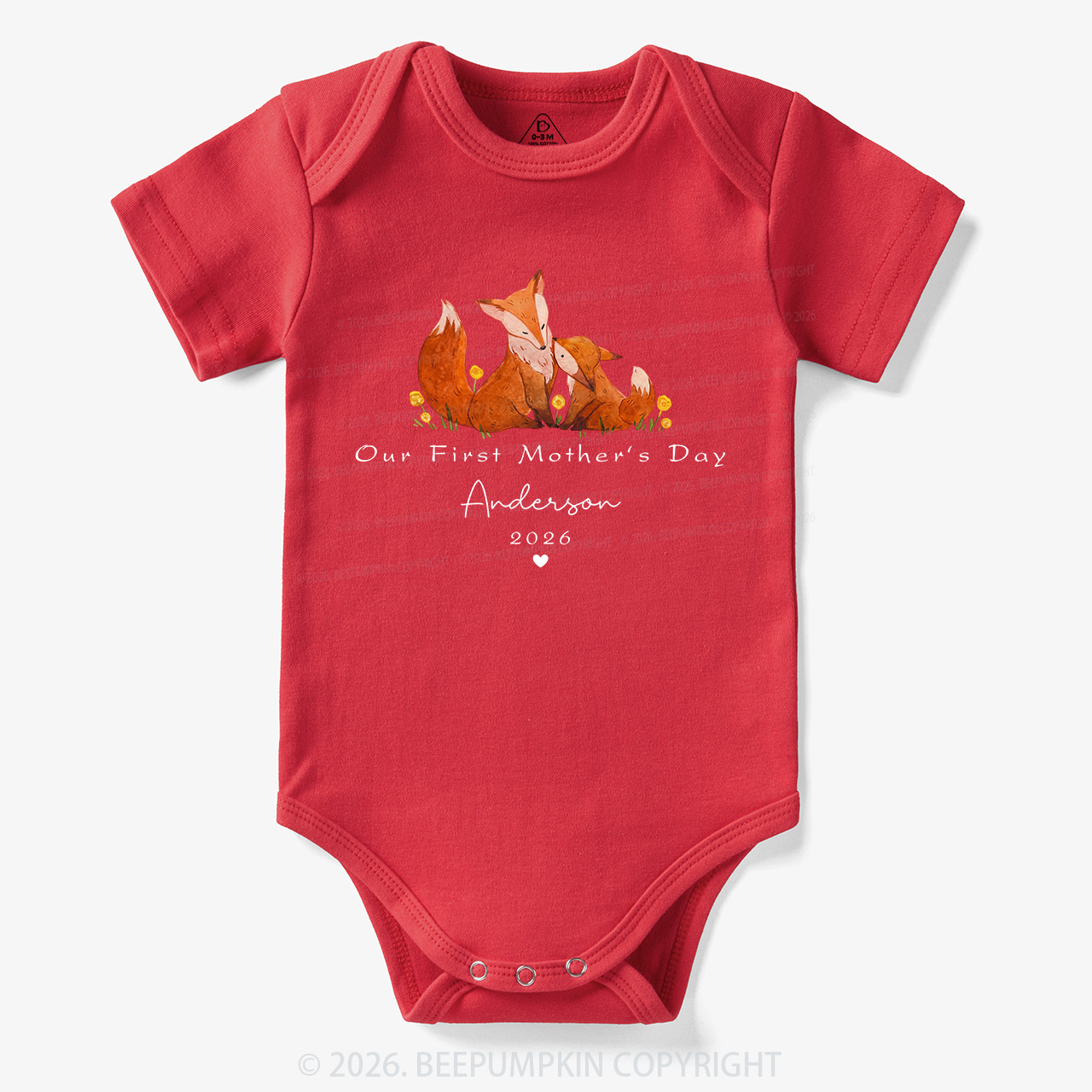 Personalized First Mother's Day Fox Bodysuit