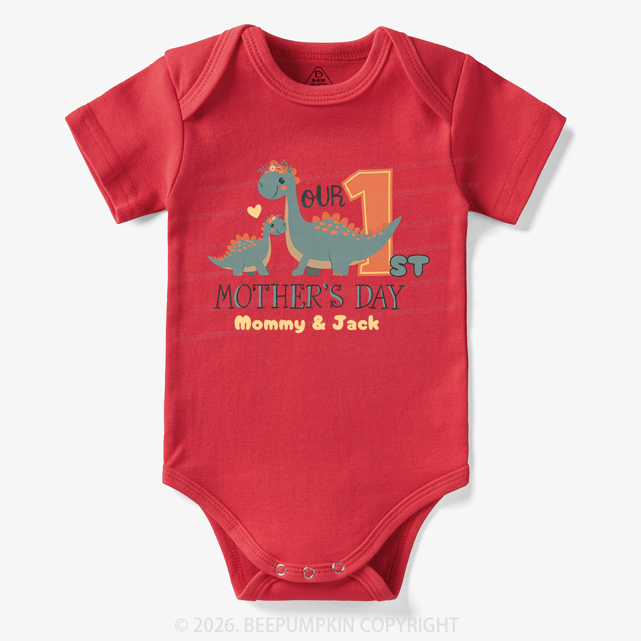 Personalized Funny Dinosaur Mother's Day Bodysuit