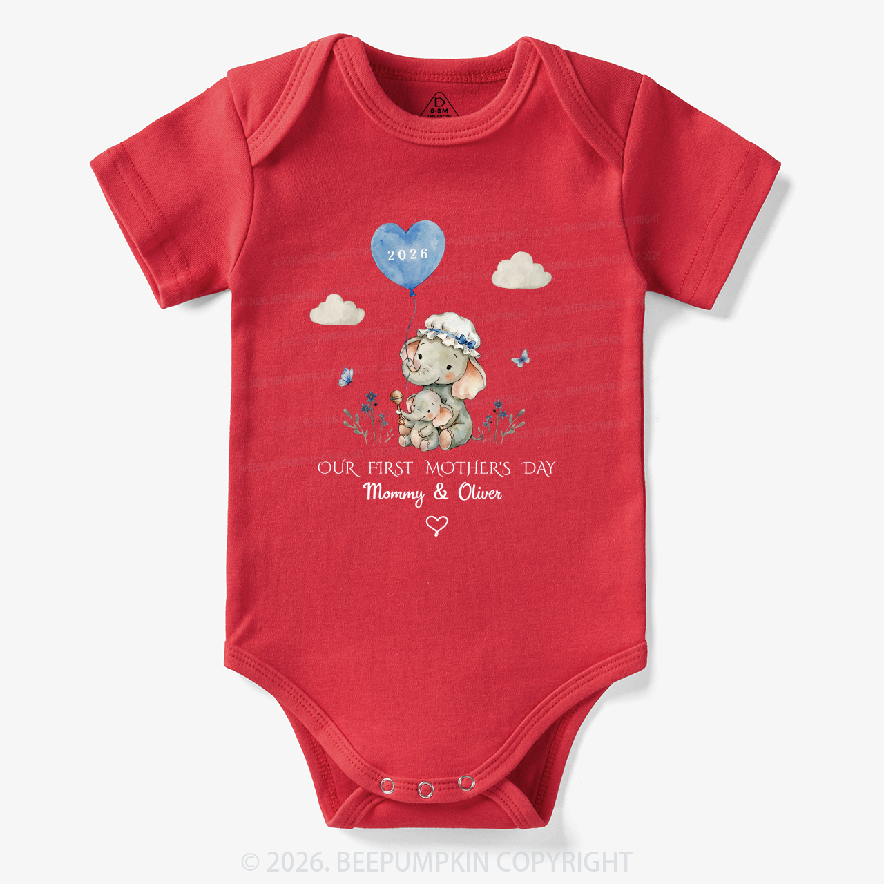 Personalized First Mother's Day Elephant Bodysuit