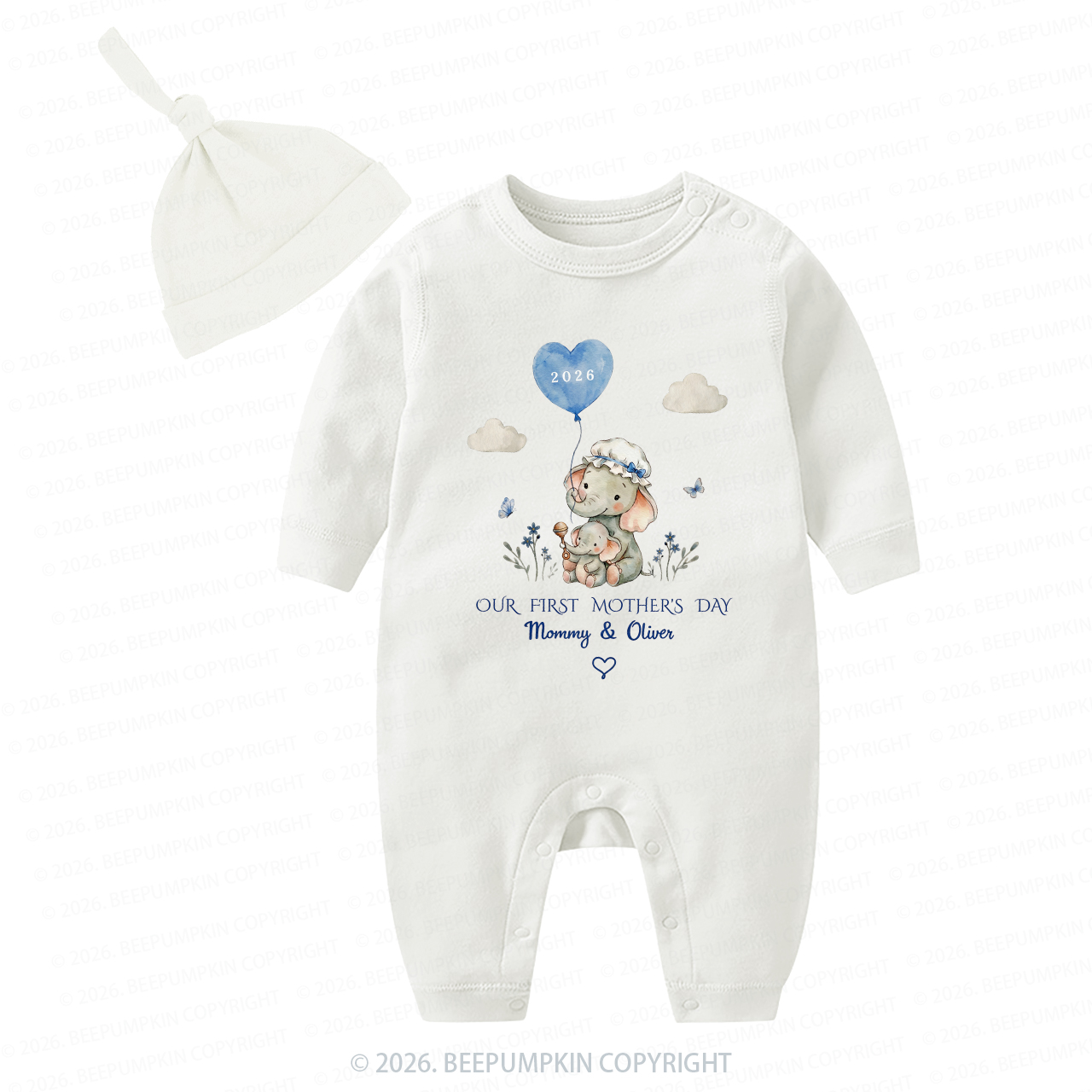 Personalized First Mother's Day Elephant Baby Coming Home Outfit