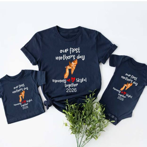 Personalized Our First Mother's Day Together Giraffes Mom&Me Matching Tees