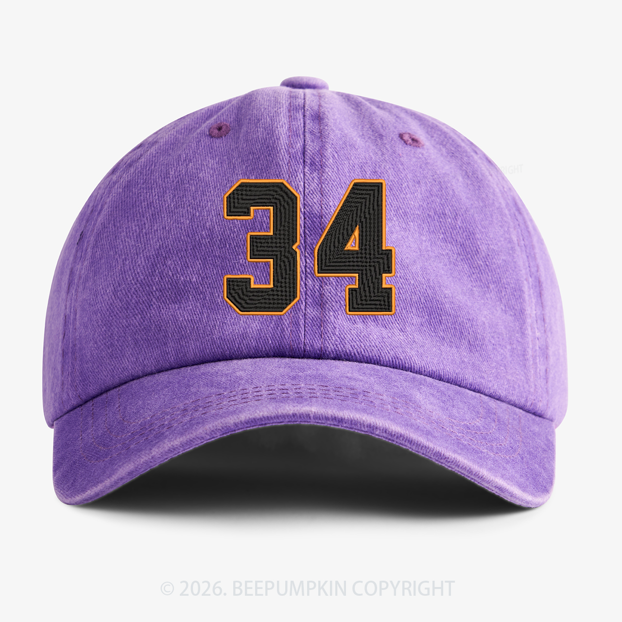 Personalized Number Embroidered Washed Baseball Cap For Kids