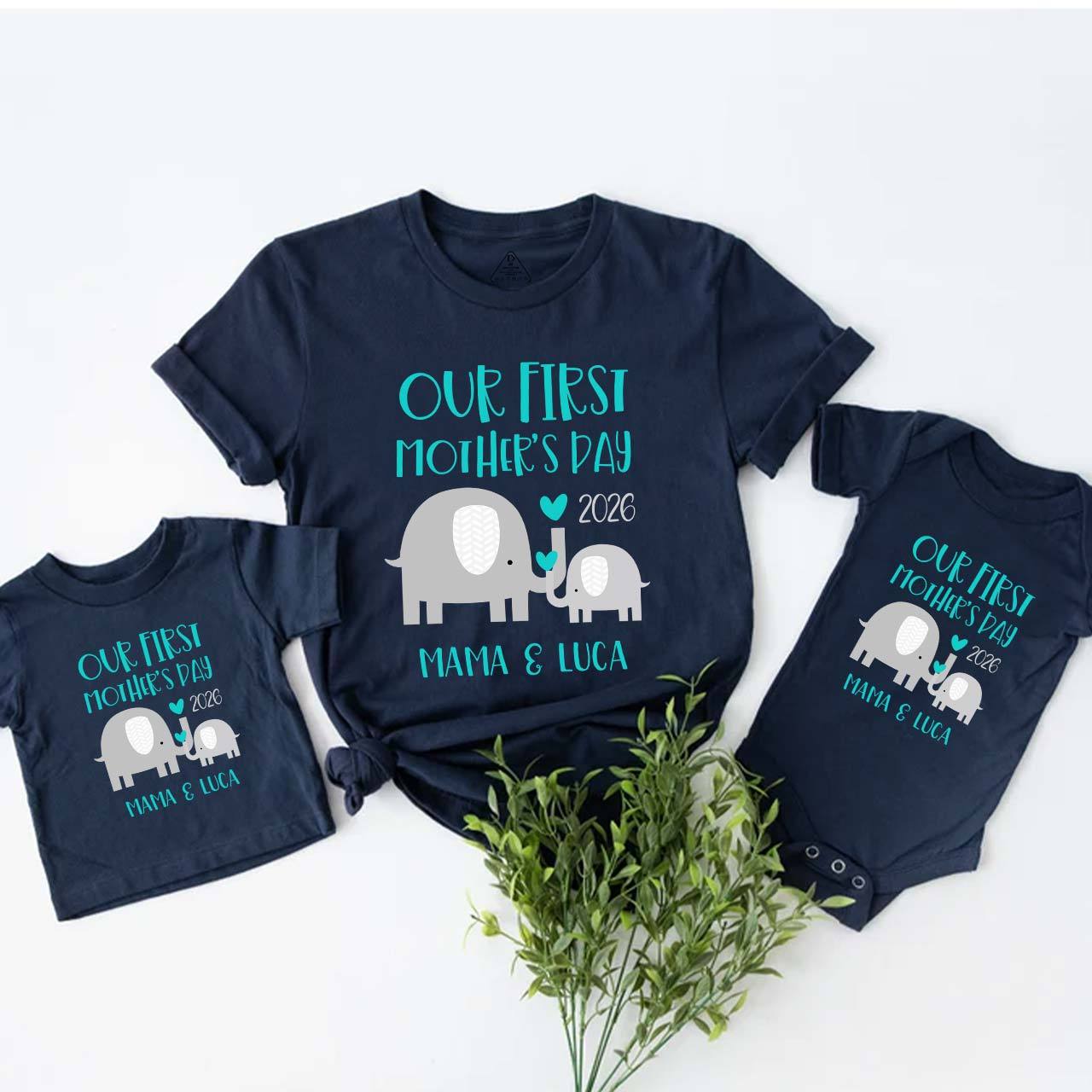 Elephant First Mother's Day Matching Tees