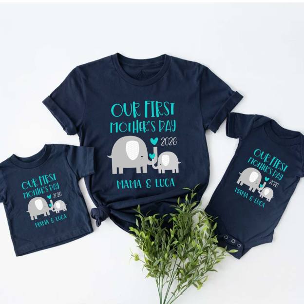 Elephant First Mother's Day Matching Tees