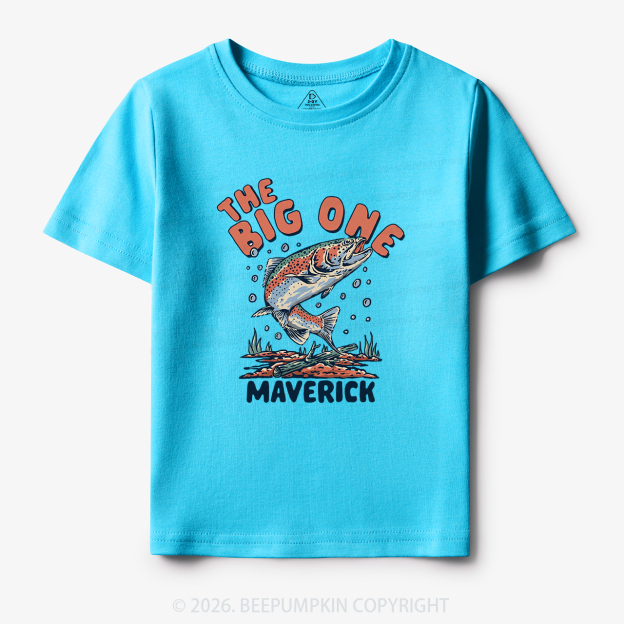 Personalized Retro The Big One Fishing Trout 1st Birthday Toddler&Kid's Tees