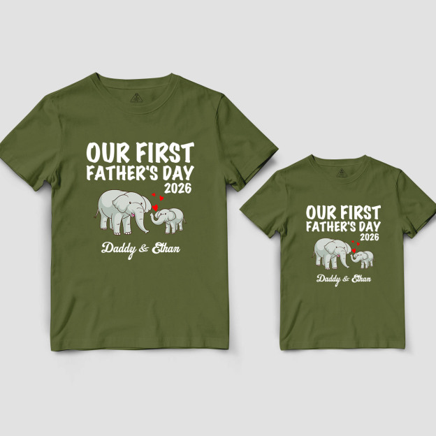 Personalized Elephant Love Launch Dad&Me Matching Shirts