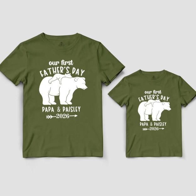 First Dad and me Gift-Dad Bear With Baby Bear Shirts