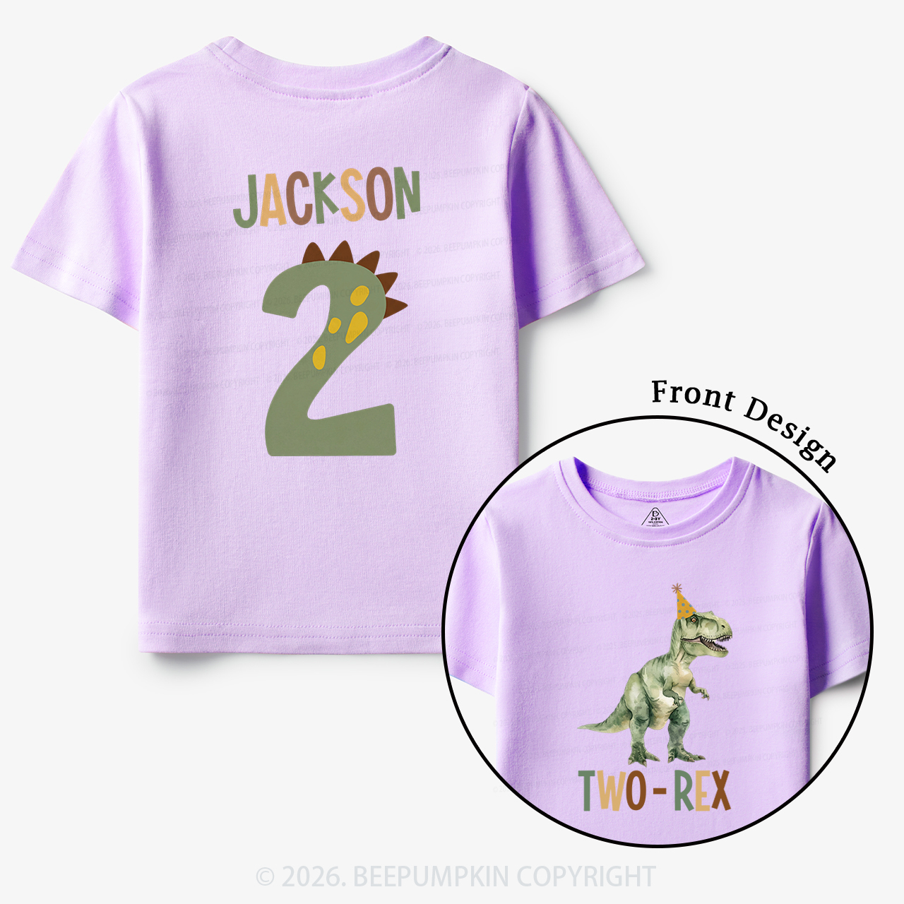 Personalized Dinosaur 2nd Birthday Toddler&Kid's Tees
