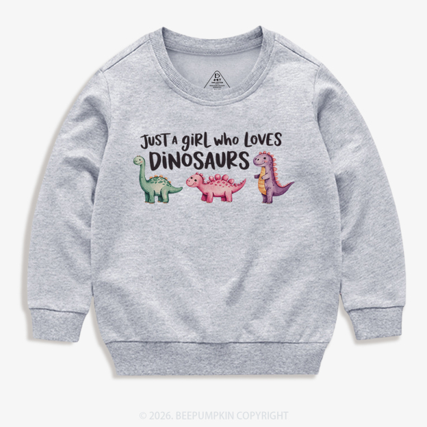 Just A Girl Who Loves Dinosaurs Kid's Sweatshirt