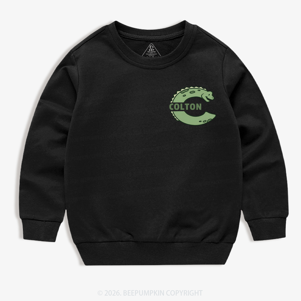 Personalized Cute Dinosaur Initial With Name Kid's Sweatshirt