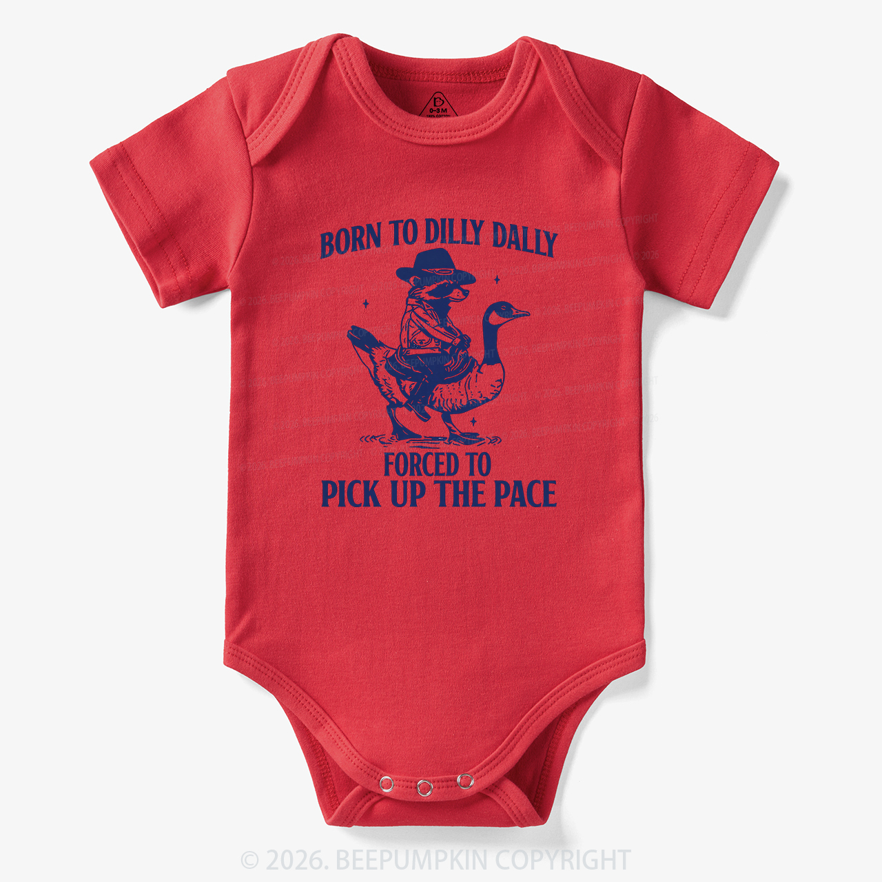 Born To Dilly Dally Retro Racoon Goose Bodysuit