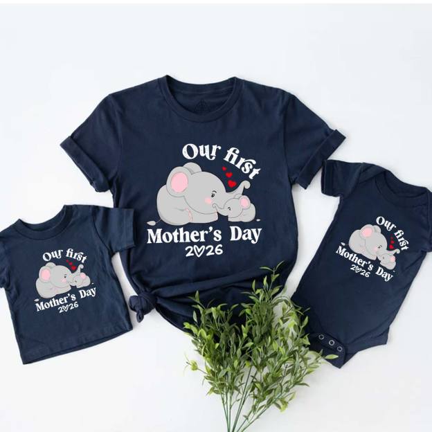 Our First Mothers Day Elephant Mom&Me Matching T-Shirts