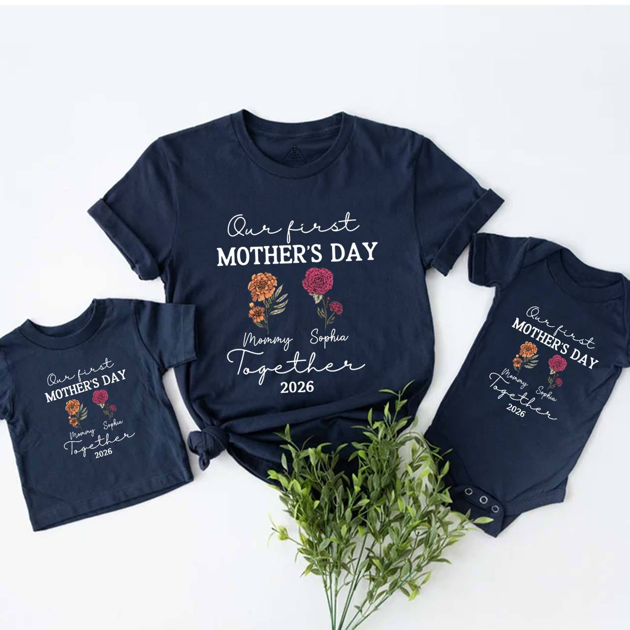 Personalized Our First Mothers Day Flora Mom&Me Matching T-Shirts