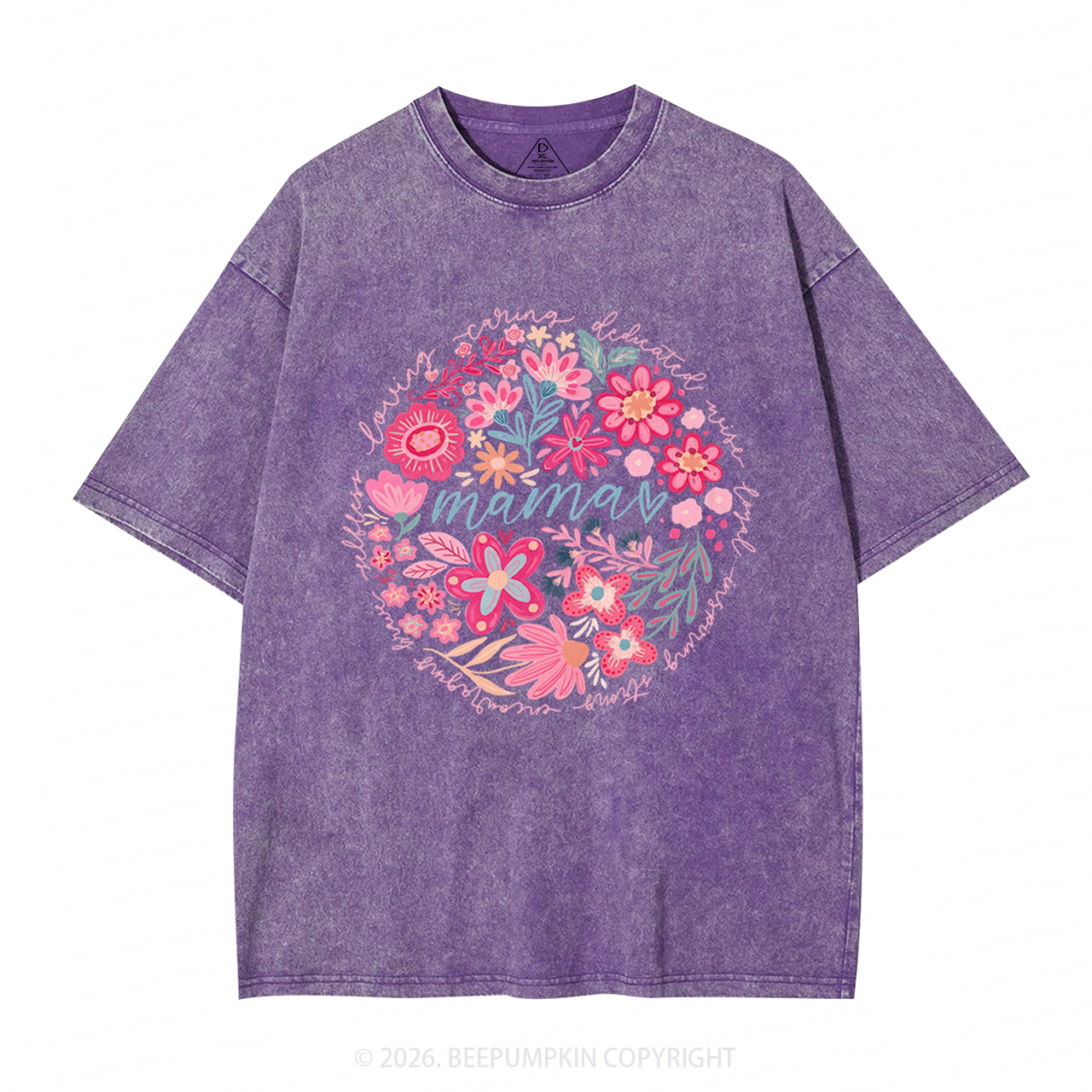 Boho Floral Spring Adult Washed T-Shirts