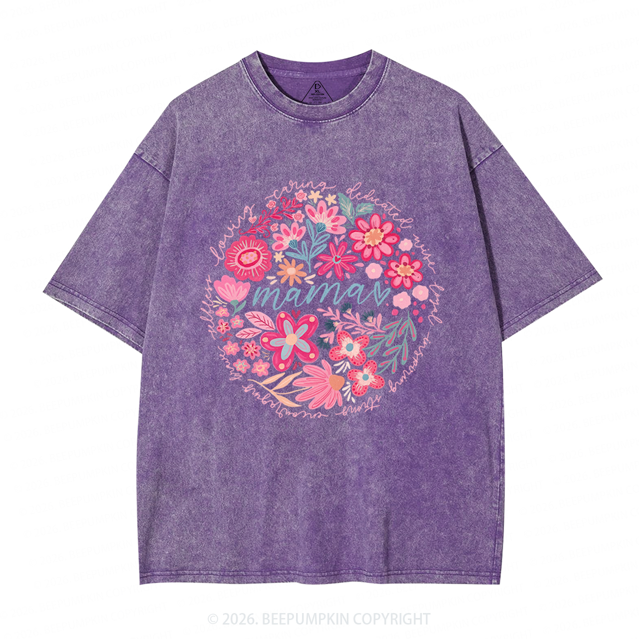 Boho Floral Spring Adult Washed T-Shirts