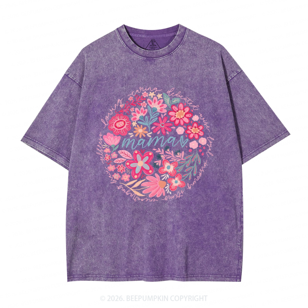 Boho Floral Spring Adult Washed T-Shirts