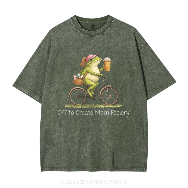 Off to Commit Mom Foolery Adult Washed T-Shirts