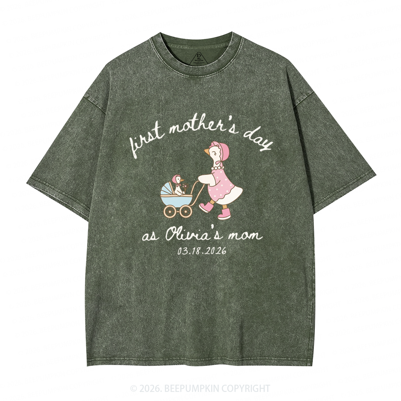 Personalized Goose Mama First Mother's Day Adult Washed T-Shirts