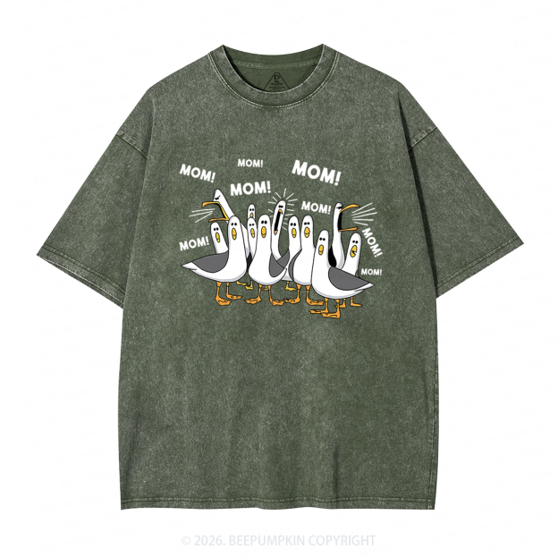Seagulls Mom Adult Washed T-Shirts