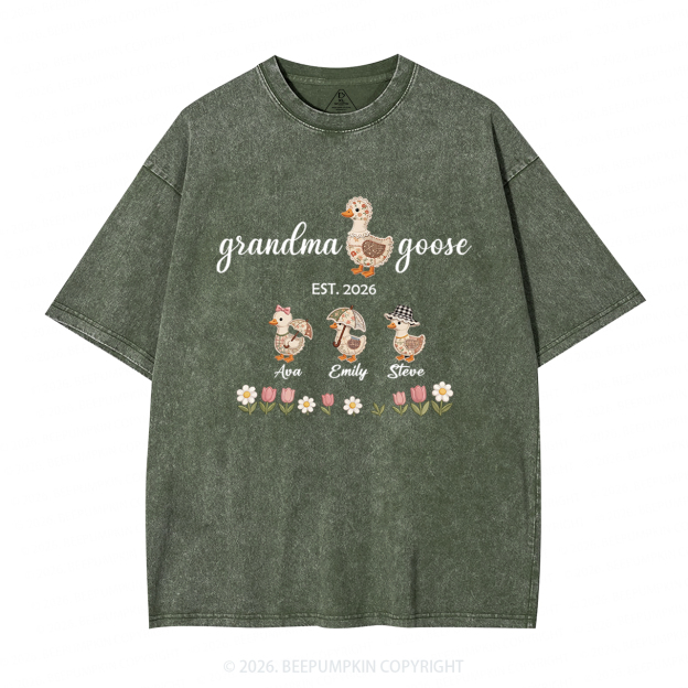 Personalized Goose Little Goslings Adult Washed T-Shirts