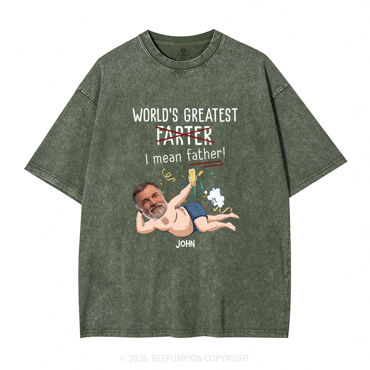 Personalized Photo Gift World's Greatest Farter Washed T-Shirts
