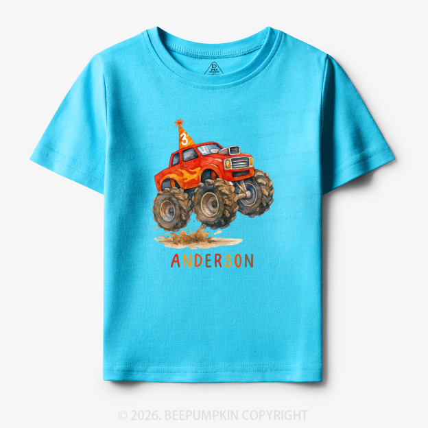 Personalized Monster Truck Birthday Toddler&Kid's Tees