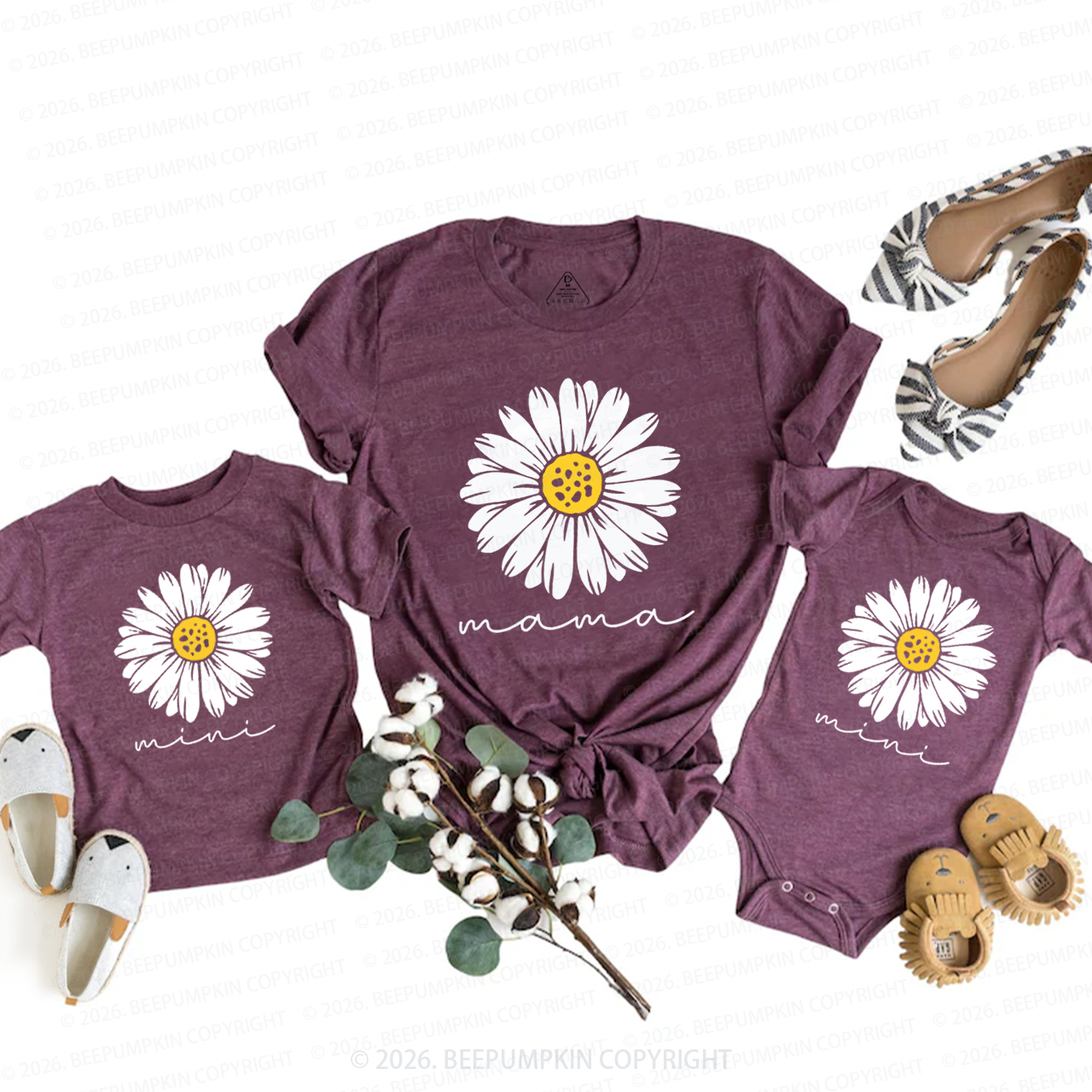 Floral Daisy Mommy And Me Mom&Me Matching T-Shirts