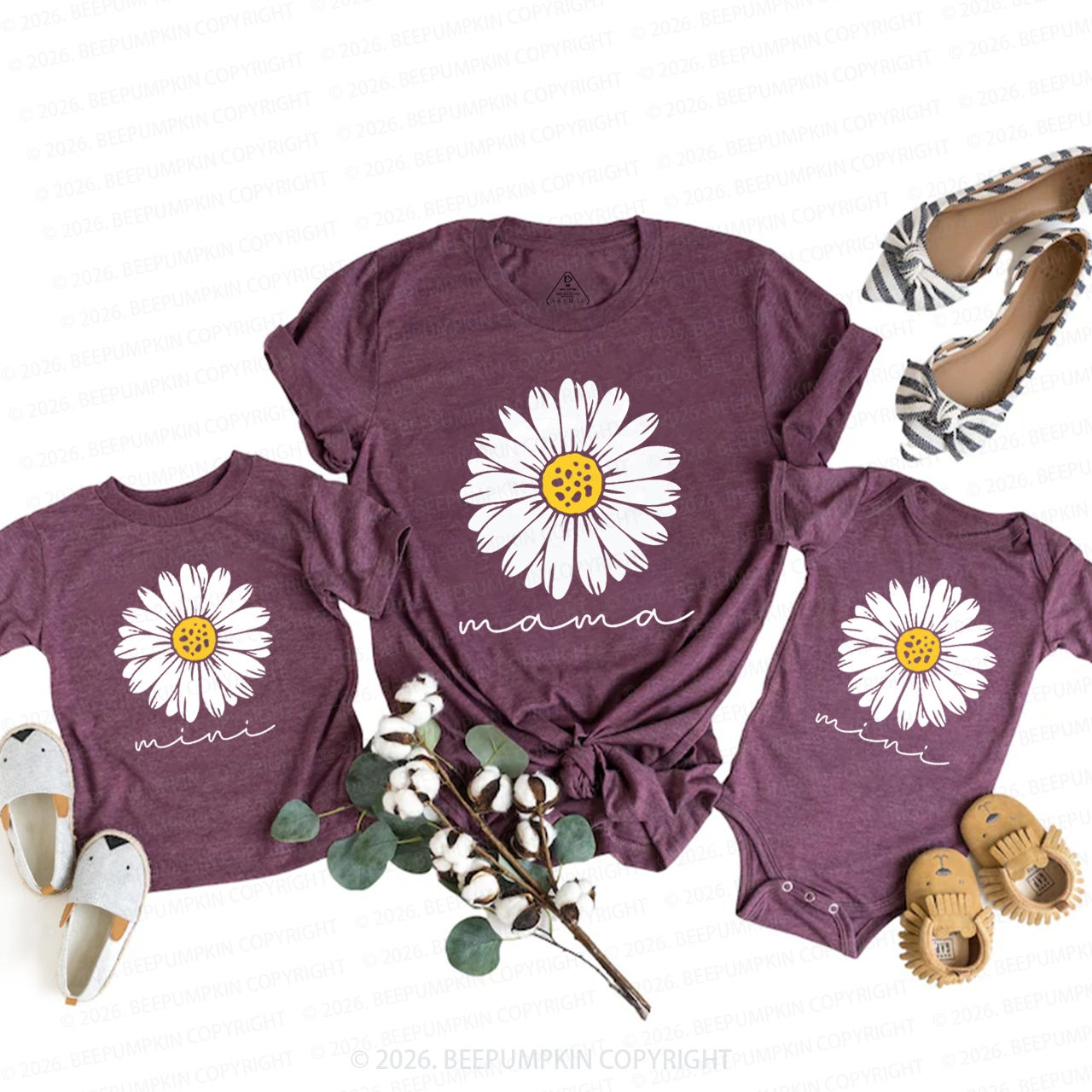 Floral Daisy Mommy And Me Mom&Me Matching T-Shirts