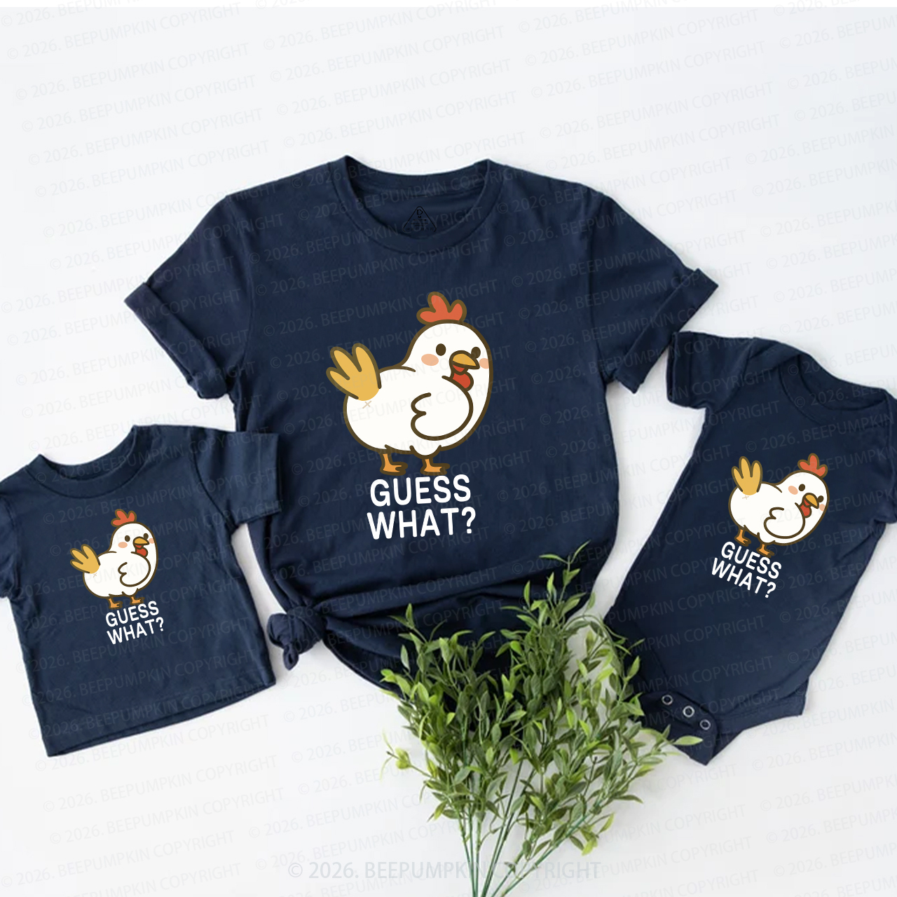 Guess What Chicken Funny Butt Joke Family Matching T-Shirts