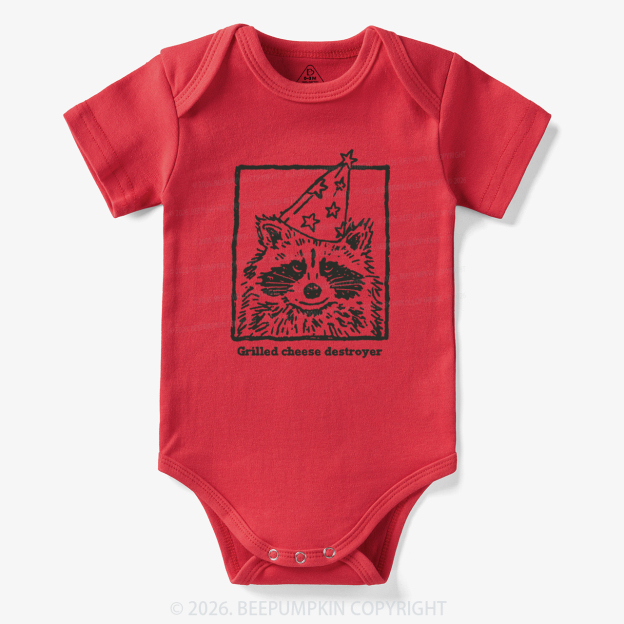 Vintage Raccoon Funny Grilled Cheese Destroyer Bodysuit