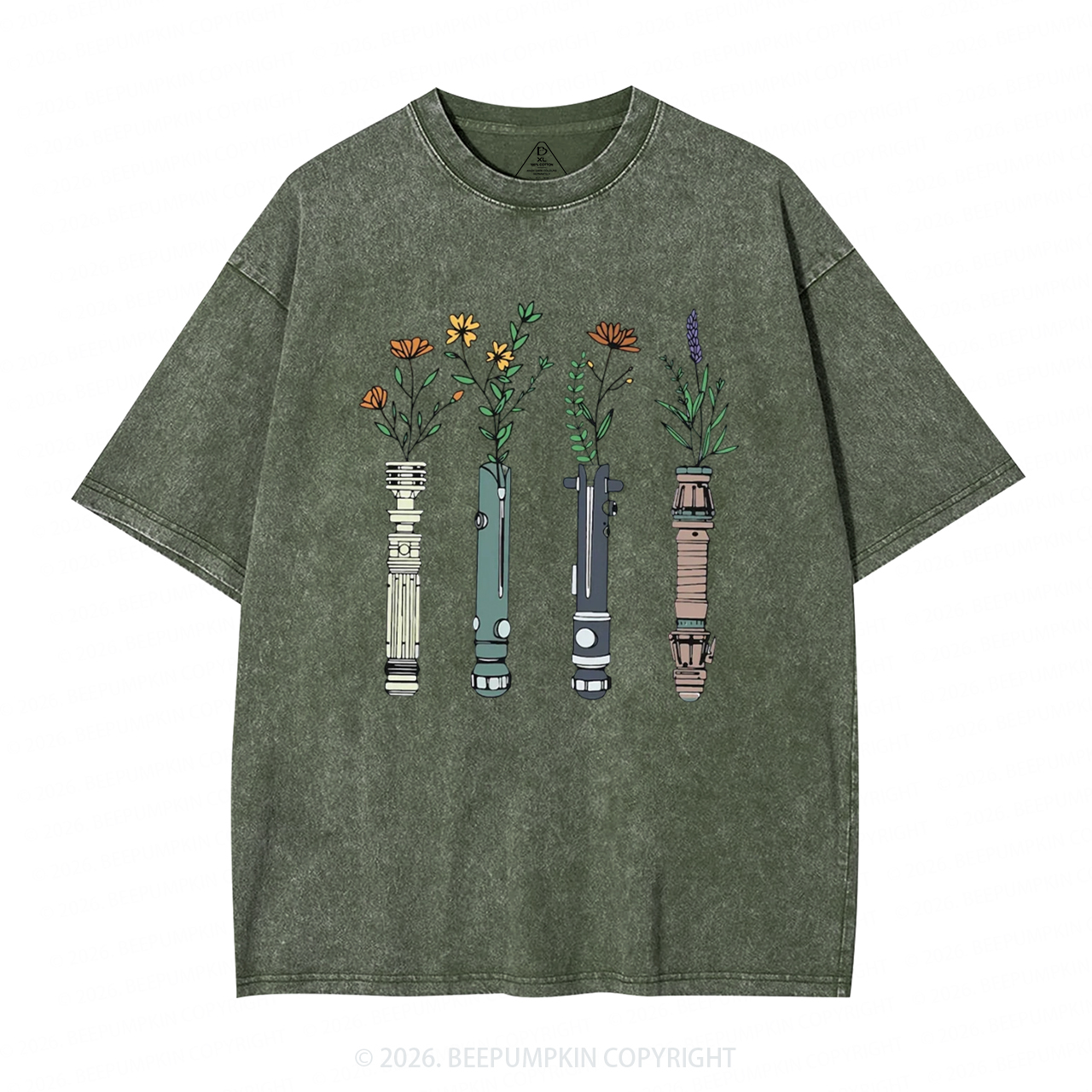 Floral Lightsaber Galaxy Washed T-Shirts