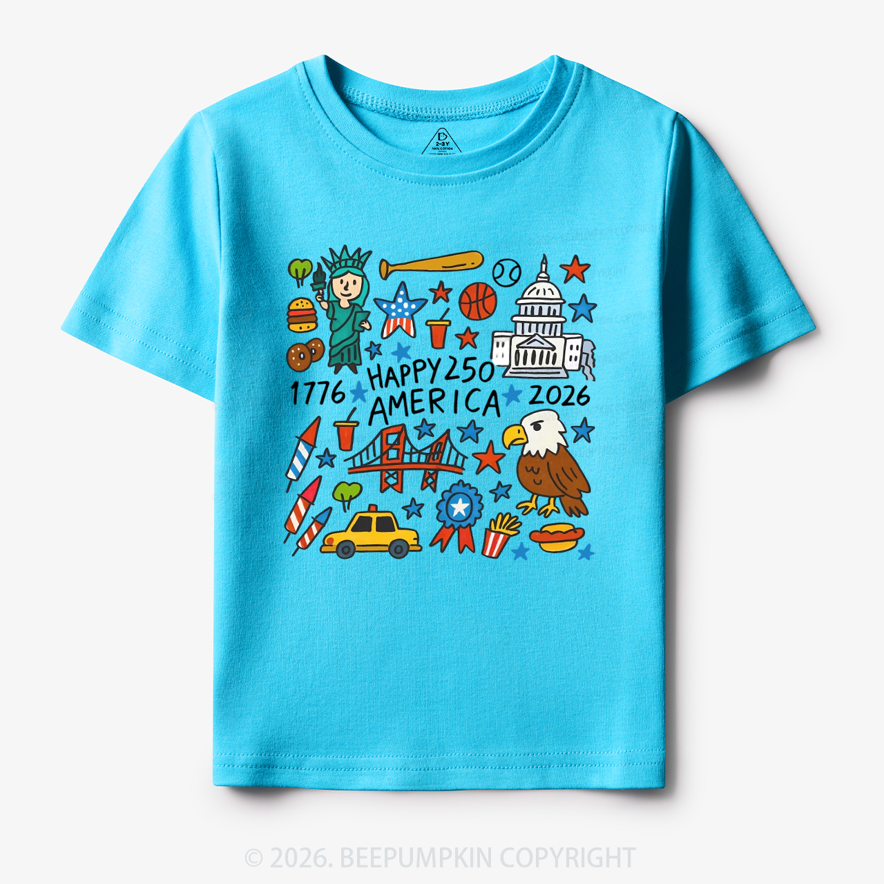 Happy 250 America 1776-2026 Toddler&Kid's Tees