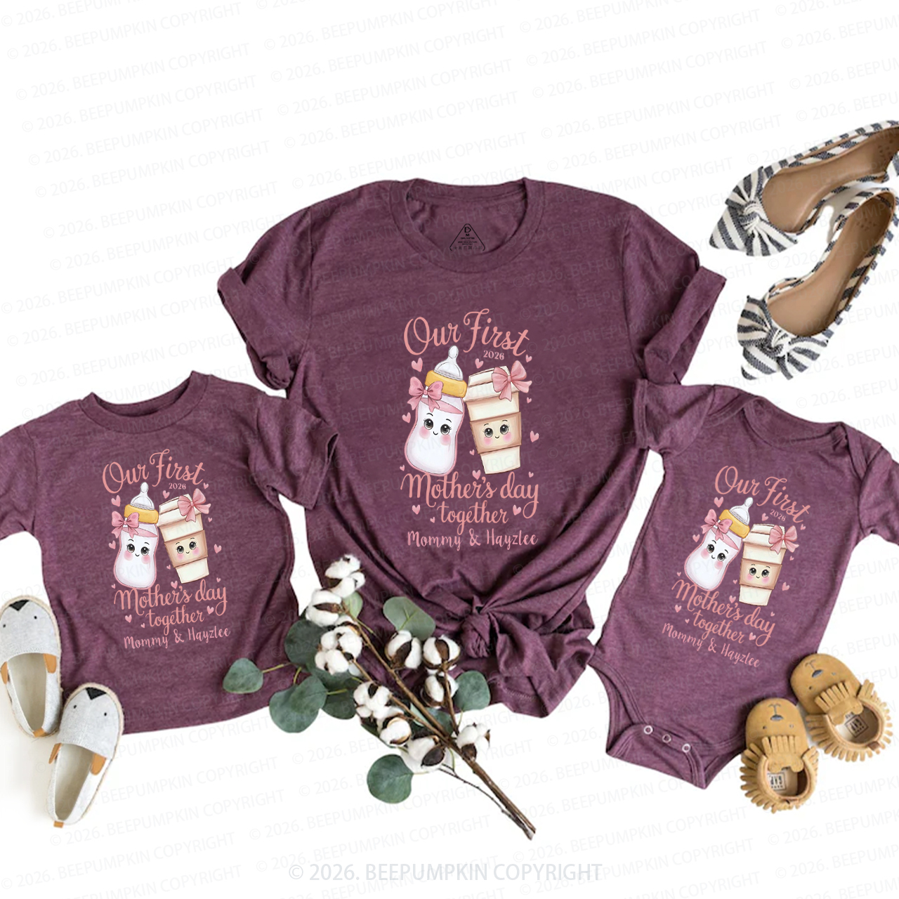 Personalized Our First Mother’s Day Coffee and Milk Mom&Me Matching T-Shirts