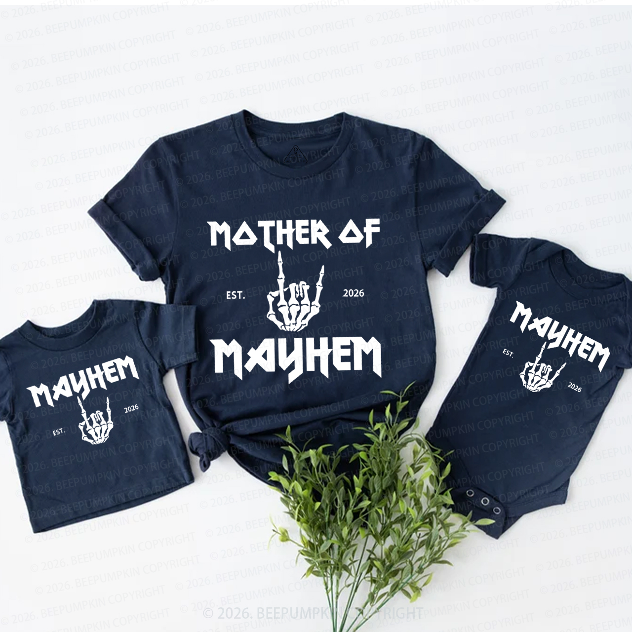 Personalized Mother of Mayhem Alt Rocker Mom&Me Matching T-Shirts