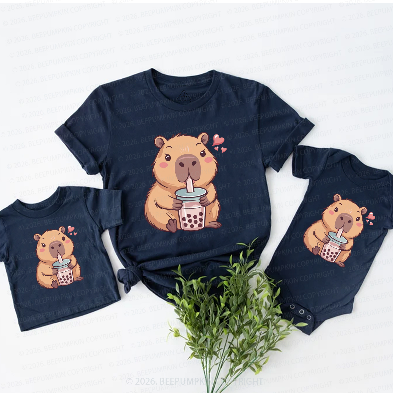 Capybara Bubble Tea Mom&Me Matching T-Shirts