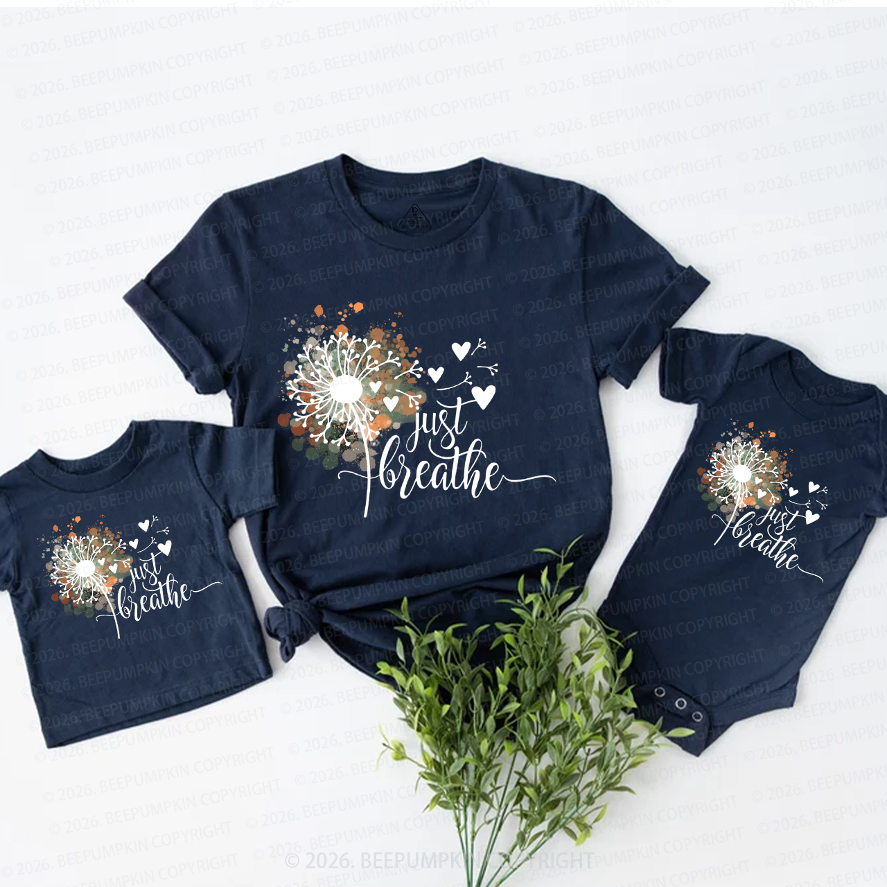 Just Breathe Dandelion Inspirational Boho Mom&Me Matching T-Shirts