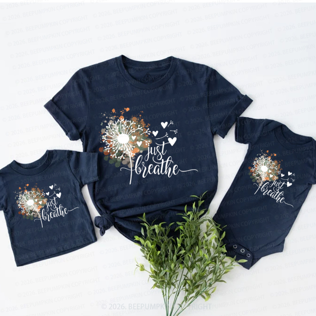 Just Breathe Dandelion Inspirational Boho Mom&Me Matching T-Shirts