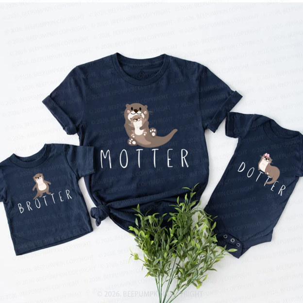 Funny Otter Motter Dotter Mom&Me Matching T-Shirts
