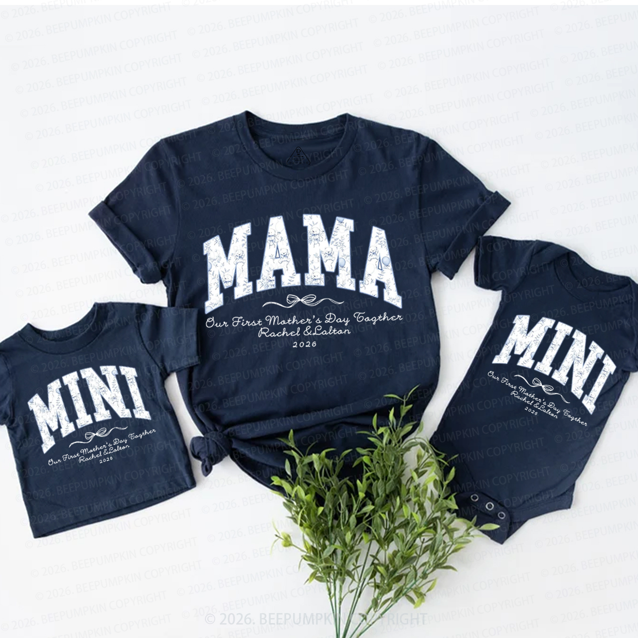 Personalized Our First Mothers Day Together Teddy Bear Mom&Me Matching T-Shirts