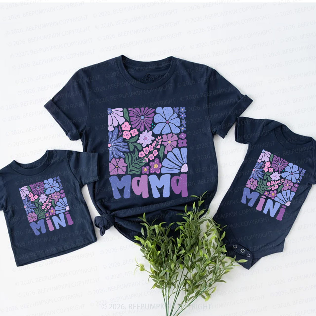 Spring Boho Flower Mama and Mini Mom&Me Matching T-Shirts