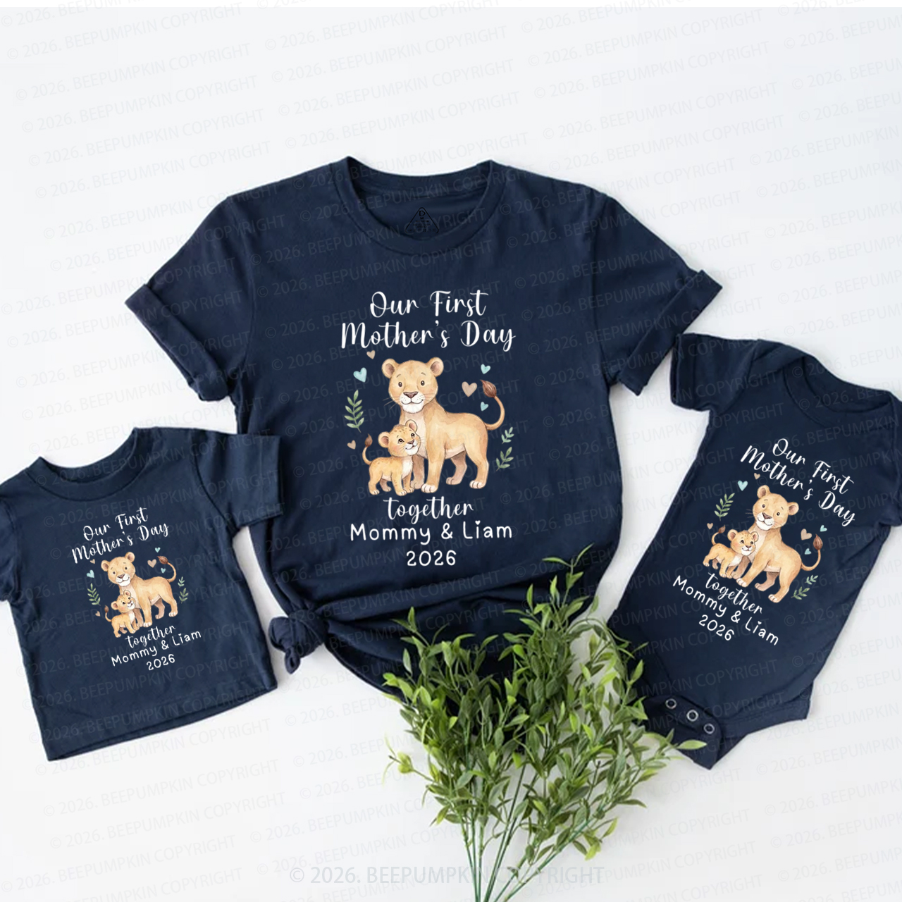 Personalized First Mothers Day Lion Safari Jungle Mom&Me Matching T-Shirts