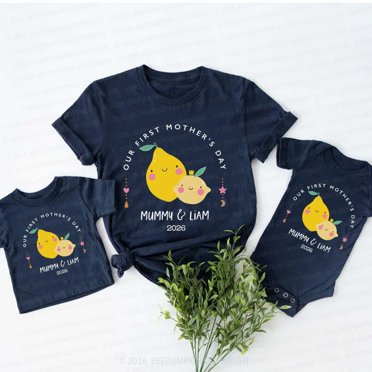 Personalized Lemon Our First Mother's Day Mom&Me Matching T-Shirts