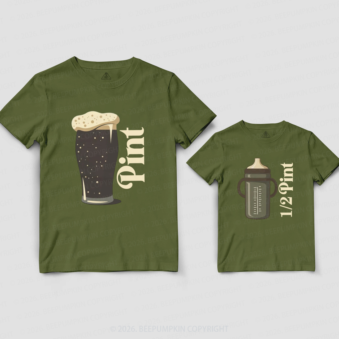 Funny Pint and Half Pint Dad&Me Matching Shirts