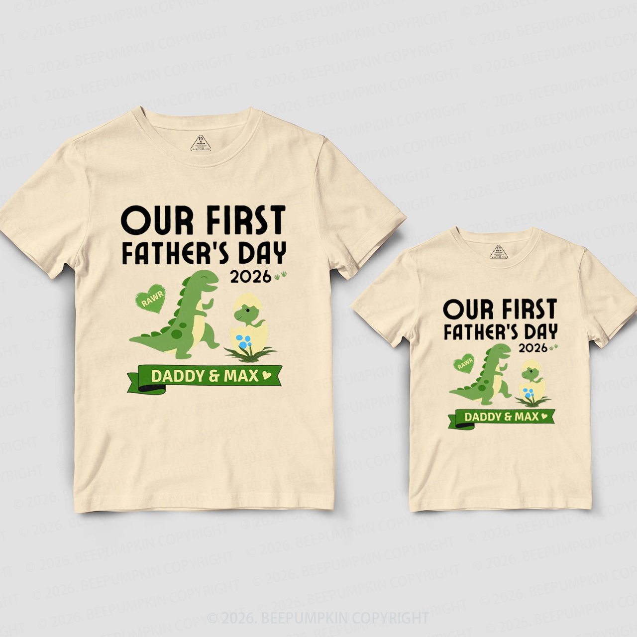 Personalized Our First Fathers Day Dinosaur Dad&Me Matching Shirts