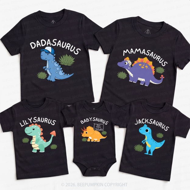 Personalized Cute Dinosaur Family Matching T-Shirts
